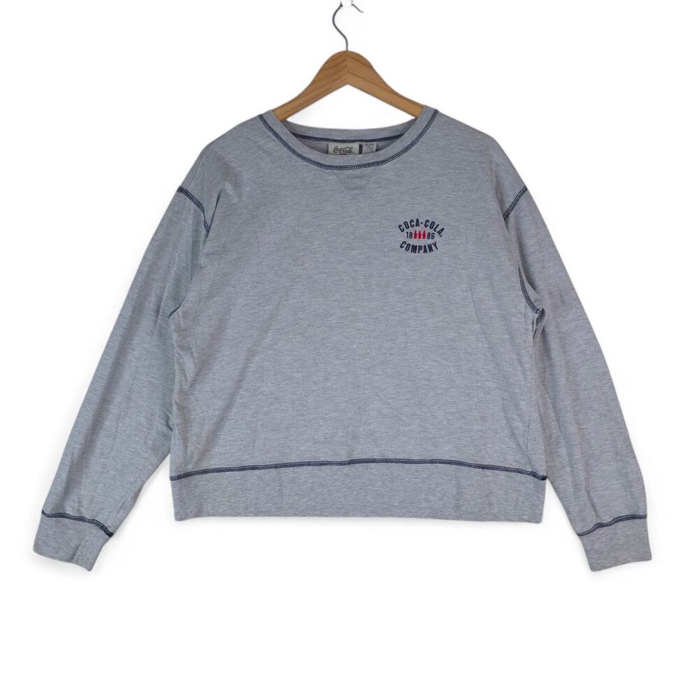 Coca Cola Company Ware Shirt Womens XL Gray Crop Top Long Sleeve